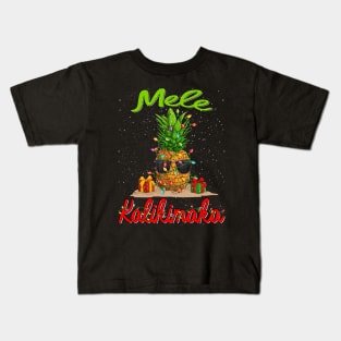 Mele Kalikimaka Pineapple Shirt Hawaiian Christmas Kids T-Shirt